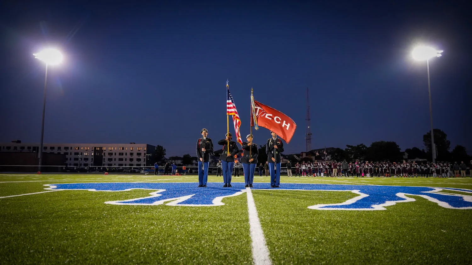 The color guard for Hutch Tech during the National Anthem